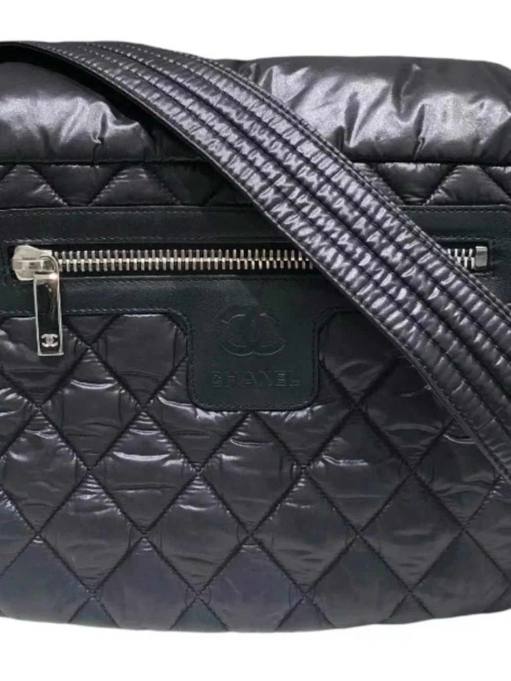 Chanel Coco Cocoon Black Nylon & Leather Messenger Shoulder Bag - excellent cond